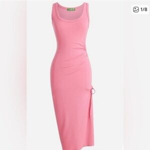 NWT J. Crew Ruched Midi Dress in Vintage Rib Flamingo Size Small